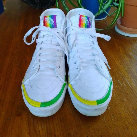 Vans Sk8-Hi Tapered True White Rainbow Foxing 7 5.5 Pride๐ณ๏ธโ๐ - Picture 3 of 13